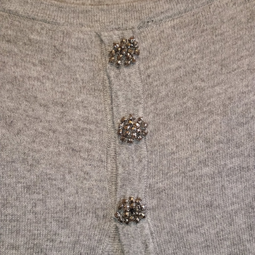 Sisters Women's Grey Studded‎ Embellished Sweater Cardigan Layered Look M - Picture 6 of 9